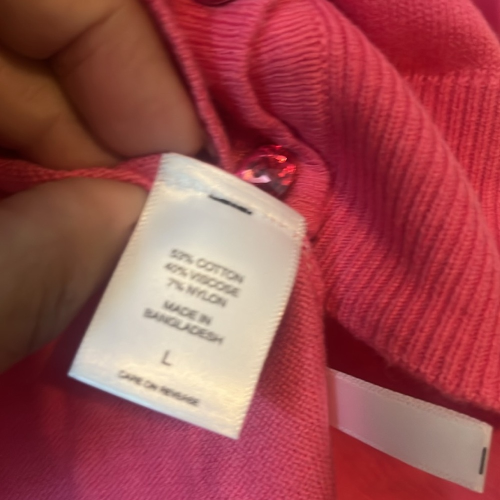 Jeweled-Button Pink Cardigan Size L - Picture 4 of 4